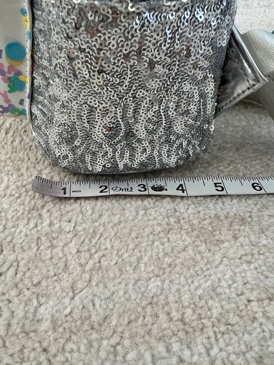 Loungefly Disney Mickey & Friends Birthday Silver Sequin Mini Backpack main image 4